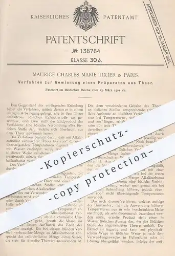 original Patent - Maurice Charles Marie Tixier , Paris , 1901 , Gewinnung eines Präparates aus Teer | Alkalicarbonat !!