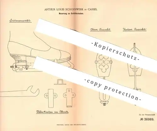 original Patent - Arthur Louis Schoenwerk , Kassel , 1886 , Schlittschuh | Schlittschuhe , Wintersport , Sport , Schuh
