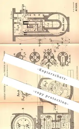 original Patent - Gustav Pflücke , Meissen , Theodor Hahn , Posen , 1886 , Gasmesser , Wassermesser | Membran , Gas !!