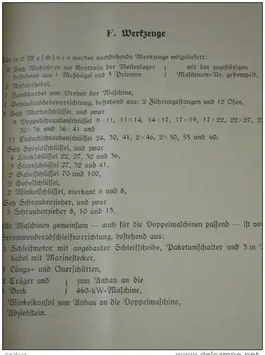 Großes Handbuch für Schlachtschiff Gneisenau , Kiel 1938 , 460 KW-Gs- Turbo - E-Maschinen , sehr viele Klappkarten,  AEG