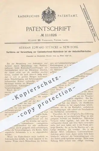 original Patent - Hermann Edward Stürcke , New York  1898 , Verwertung von Calciumkarbonat bei der Aetzalkalifabrikation