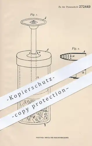 original Patent - Eduard Rekate , Hannover / Linden , 1913 , Gewinnung von Fleischsaftproben | Fleisch , Biologie !!