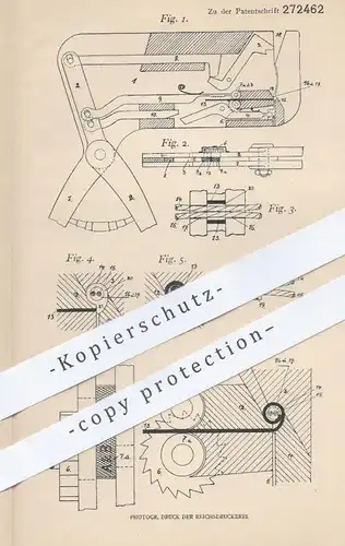 original Patent - Otto Stöhr , Leipzig / Gohlis , 1913 , feste Verbindung fadenförmiger Körper | Schnur , Band , Faden