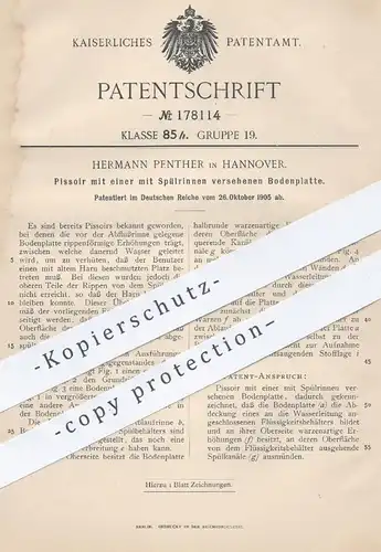 original Patent - Hermann Penther , Hannover , 1905 , Pissoir | WC , Kloset , Toilette , Urinal , Sanitär , Klempner !!
