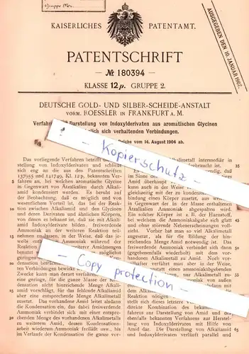 original Patent - Deutsche Gold- und Silber-Scheide-Anstalt in Frankfurt a. M. , 1904 , Indoxylderivate !!!