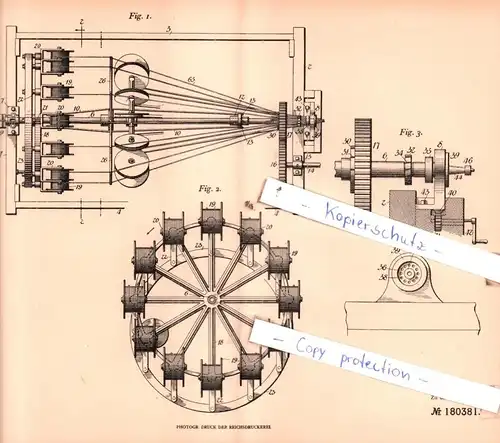 original Patent - J. Harvey Schoonmaker und E. Leicht in Winona , USA , 1904 , Seilspinnmaschine !!!