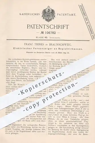 original Patent - Franz Trinks , Braunschweig , 1899 , Elektrischer Fernanzeiger an Registrierkassen | Kasse , Kassen !