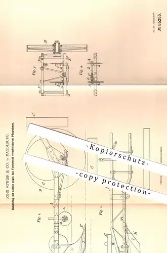 original Patent - John Fowler & Co. , Magdeburg , 1895 , Dampfpflug mit verschiebbarem Pflugrahmen | Pflug , Pflügen !!!