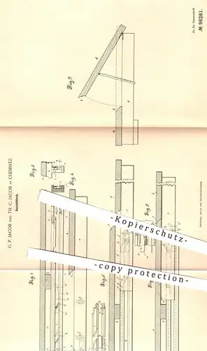 original Patent - G. P. Jacob und Th. C. Jacob in Chemnitz , 1894 , Ausziehtisch | Tisch , Tische , Möbel , Tischler !!!