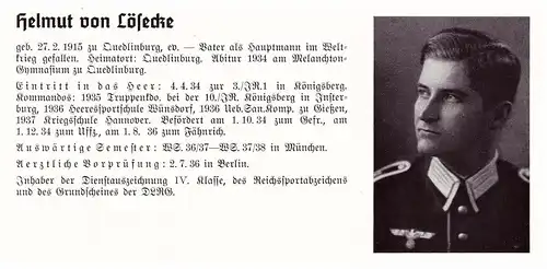 Personalkarte Wehrmacht - Helmut von Lösecke in Quedlinburg und Ummo Lübben in Bremerhaven , NSDAP , Arzt !!!