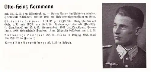 Personalkarte Wehrmacht - Otto Kornmann in Ahlendorf und Heinrich Kratz in Wintershagen , Crossen , Gera , NSDAP , Arzt