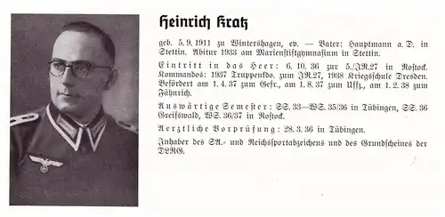 Personalkarte Wehrmacht - Otto Kornmann in Ahlendorf und Heinrich Kratz in Wintershagen , Crossen , Gera , NSDAP , Arzt