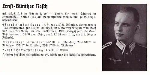 Personalkarte Wehrmacht - Ernst-Günther Resch in Frankenthal und Fritz Scheller in Jena , Moers , Bayreuth  NSDAP , Arzt