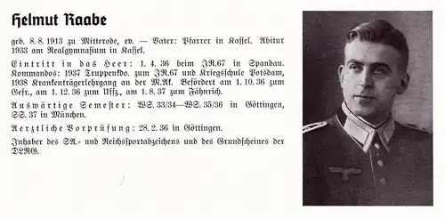 Personalkarte Wehrmacht - Günter Reimpell in Lübeck und Helmut Raabe in Mitterode , Kassel , NSDAP , Arzt !!!