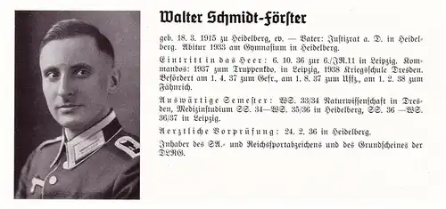 Personalkarte Wehrmacht - Walter Schmidt-Förster in Heidelberg und Wilhelm Schirmer in Langensalza , NSDAP , Arzt !!!