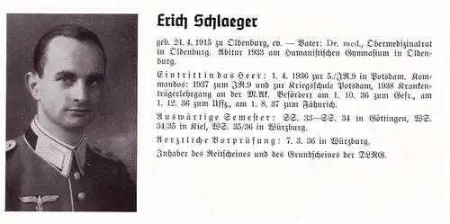 Personalkarte Wehrmacht - Erich Schlaeger in Oldenburg und Werner Schierig in Dresden , NSDAP , Arzt !!!