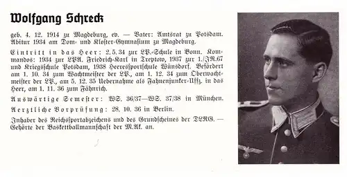 Personalkarte Wehrmacht - Wolfgang Schreck in Magdeburg und Hors Schröter in Berlin , Potsdam , NSDAP , Arzt !!!