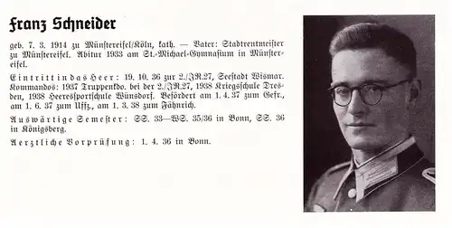 Personalkarte Wehrmacht - Franz Schneider in Münstereifel und Rolf Schröder in Eutin , Berlin , Köln , NSDAP , Arzt !!!
