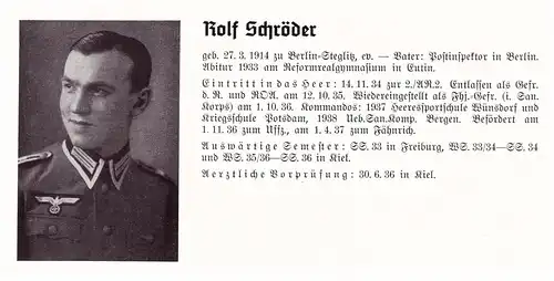 Personalkarte Wehrmacht - Franz Schneider in Münstereifel und Rolf Schröder in Eutin , Berlin , Köln , NSDAP , Arzt !!!