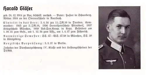 Personalkarte Wehrmacht - Heinz Granier in Strausberg und Harald Gläser in Aue , Schneeberg , Auerach , NSDAP , Arzt