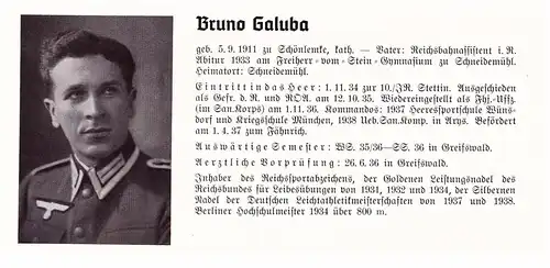 Personalkarte Wehrmacht - Bruno Galuba in Schneidemühl und H. Freitag in Hultschin , Apolda , Schönlemke  , NSDAP , Arzt