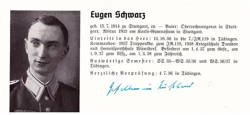 Personalkarte Wehrmacht - Eugen Schwarz in Stuttgart und Hansjoachim Schultz in Berlin , NSDAP , Arzt !!!
