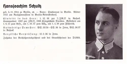 Personalkarte Wehrmacht - Eugen Schwarz in Stuttgart und Hansjoachim Schultz in Berlin , NSDAP , Arzt !!!