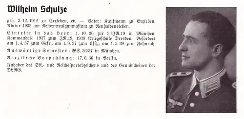 Personalkarte Wehrmacht - Günter Schwarzer in Hirschberg und W. Schulze in Erxleben , Neuhaldensleben , NSDAP , Arzt !!!