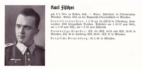 Personalkarte Wehrmacht - Bernhard Faulhaber in Berlin und Karl Fischer in Passau , Obermenzing-München NSDAP , Arzt !!