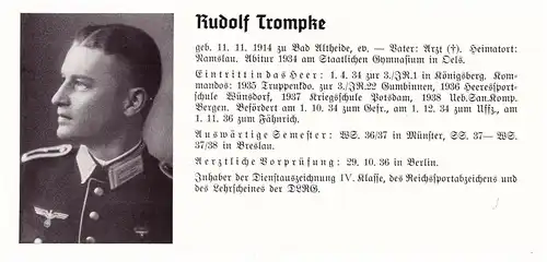 Personalkarte Wehrmacht - Rudolf Trompke in Namslau und H. Thormann in Neuenhagen , Wernigerode , Altheide  NSDAP , Arzt