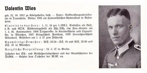 Personalkarte Wehrmacht - Valentin Wies in Rosenheim und Egon Witte in Kiel , Traunstein , Rosenheim , NSDAP , Arzt !!!