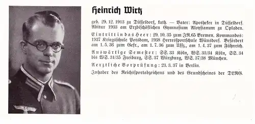 Personalkarte Wehrmacht - Friedrich Wirtz in Opladen und Friedrich Wetzel in Allershausen , München , NSDAP , Arzt !!!