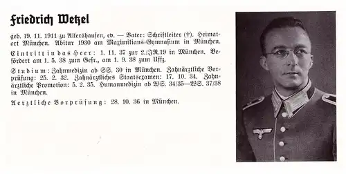 Personalkarte Wehrmacht - Friedrich Wirtz in Opladen und Friedrich Wetzel in Allershausen , München , NSDAP , Arzt !!!