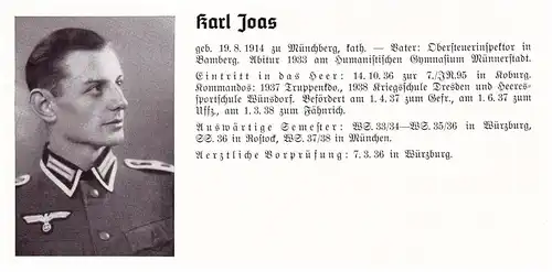 Personalkarte Wehrmacht - Albert Holler in Altenheim und Karl Joas in Münchberg , Bamberg , Münnerstadt , NSDAP , Arzt !