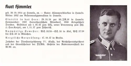Personalkarte Wehrmacht - Kurt Himmler in Hameln und Theodor Hütten in Köln , NSDAP , Arzt !!!