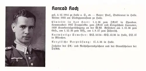 Personalkarte Wehrmacht - Konrad Koch in Halle und Heinrich Keller in Freiburg , NSDAP , Arzt !!!