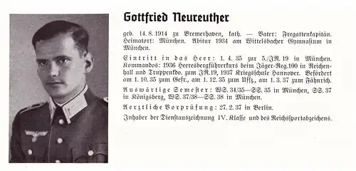 Personalkarte Wehrmacht - Gottfried Neureuther / Bremerhaven und Rolf Mühlhaus / Bochum , Bonn , Wittelsbach , Arzt