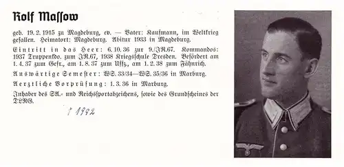 Personalkarte Wehrmacht - Rolf Massow / Magdeburg und Paul Mezger / Tübingen , Eßlingen , NSDAP , Arzt !!!