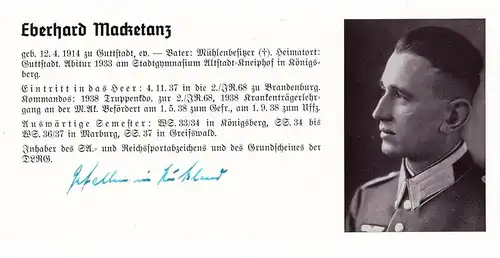 Personalkarte Wehrmacht - Eberhard Macketanz / Guttstadt und Kurt Metzger / Singen , Bruchsal , Königsberg , Arzt !!!