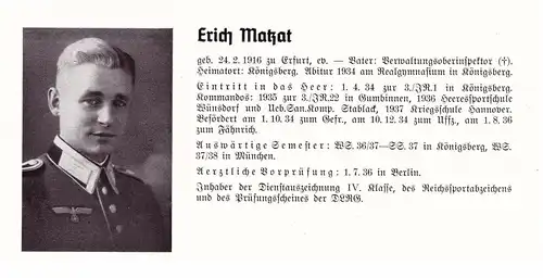 Personalkarte Wehrmacht - Erich Matzat / Erfurt und Heinz Lütke / Aachen , Wuppertal , Königsberg , Gumbinnen , Arzt !!!