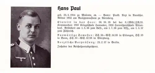 Personalkarte Wehrmacht - Hans Paul / Malente und Hans Oßenbach / Münster , Arendsee , Münster , Arzt !!!