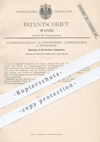 original Patent - AG für Lokomotivbau Hohenzollern , Düsseldorf , 1882 , Straßenbahn - Lokomotiven | Eisenbahn , Bahn