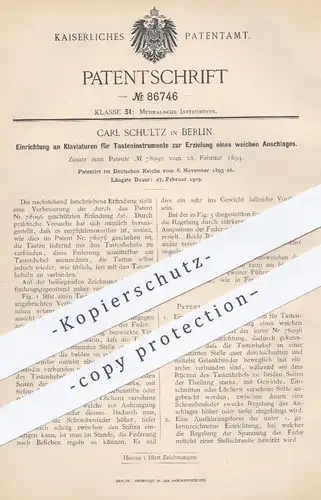original Patent - Carl Schultz , Berlin , 1895 , Klaviatur für Tasteninstrumente | Klavier , Piano , Musikinstrumente !!
