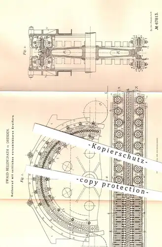 original Patent - Ewald Bellingrath , Dresden , 1892 , Kettenrad mit seitlichen Greifern | Kettenräder , Ketten !!!