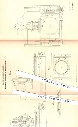 original Patent - Louis Durdilly , Paris , 1892 , Autographieren von Musiknoten , Noten | Musik , Papier , Druckerei !!!