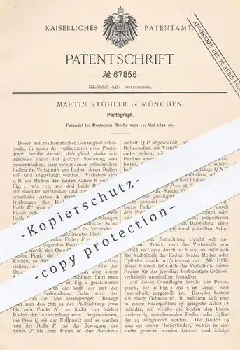 original Patent - Martin Stühler , München , 1892 , Pantograph , Pantographen | Zeichenwerkzeug , Mathematik , Radius !