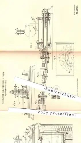 original Patent - Guillaume Emile Mergier , Paris , 1892 , Typenrad - Schreibmaschine | Schreibmaschinen , Druckerei !!