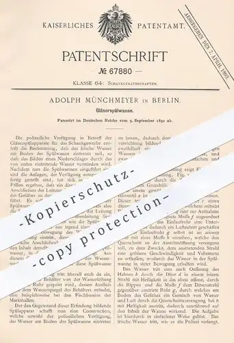 original Patent - Adolph Münchmeyer , Berlin , 1892 , Gläserspülwanne | Spülen von Glas , Gläser , Gastronomie , Spüler