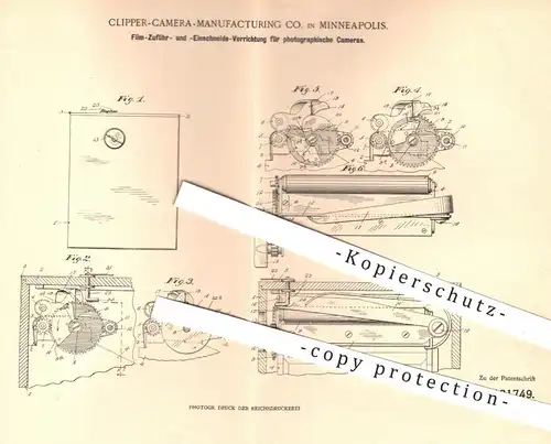 original Patent - Clipper Camera Manufacturing Co. , Minneapolis , 1900 , Filmband , Filme für Foto - Kameras | Fotograf