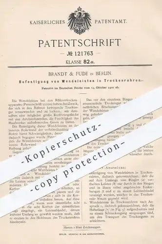 original Patent - Brandt & Fude in Berlin , 1900 , Befestigung von Wendeleisten in Trockenrohren | Trockenapparat